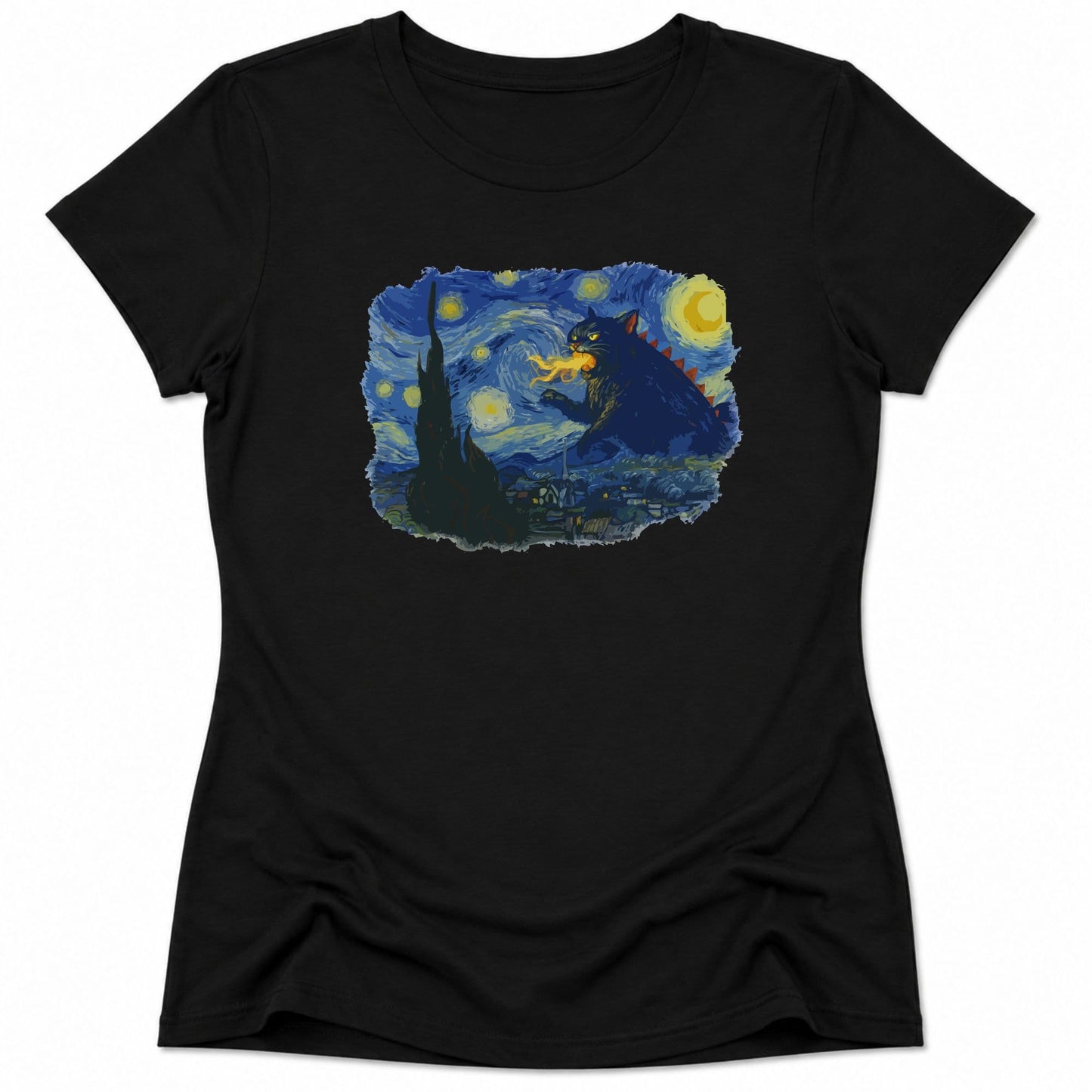 Catzilla Night Womens Tee Black / S 23449977285922707935 T-Shirt