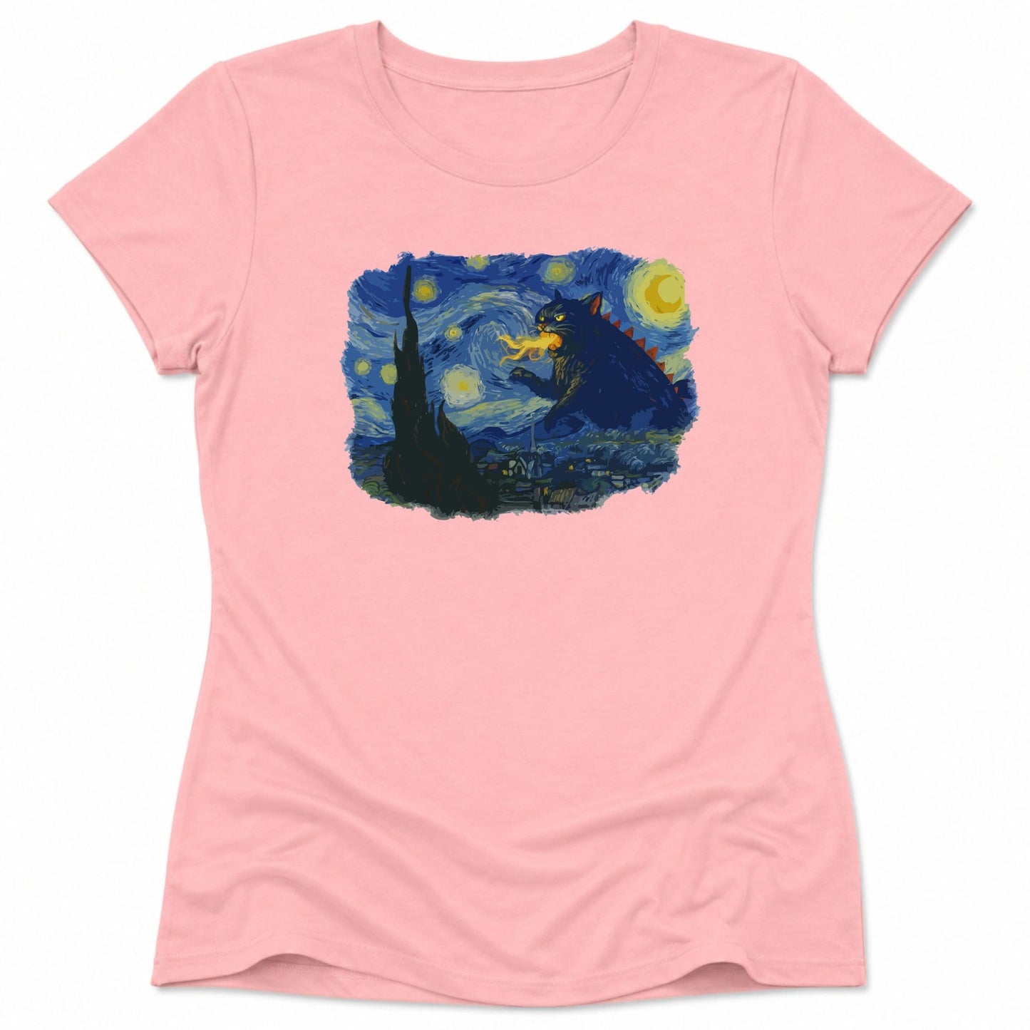Catzilla Night Womens Tee Pink / S 27947490288936788734 T-Shirt
