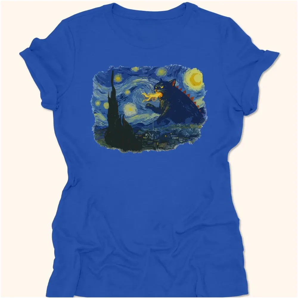 Catzilla Night Womens Tee True Royal / S 29265606840270737866 T-Shirt