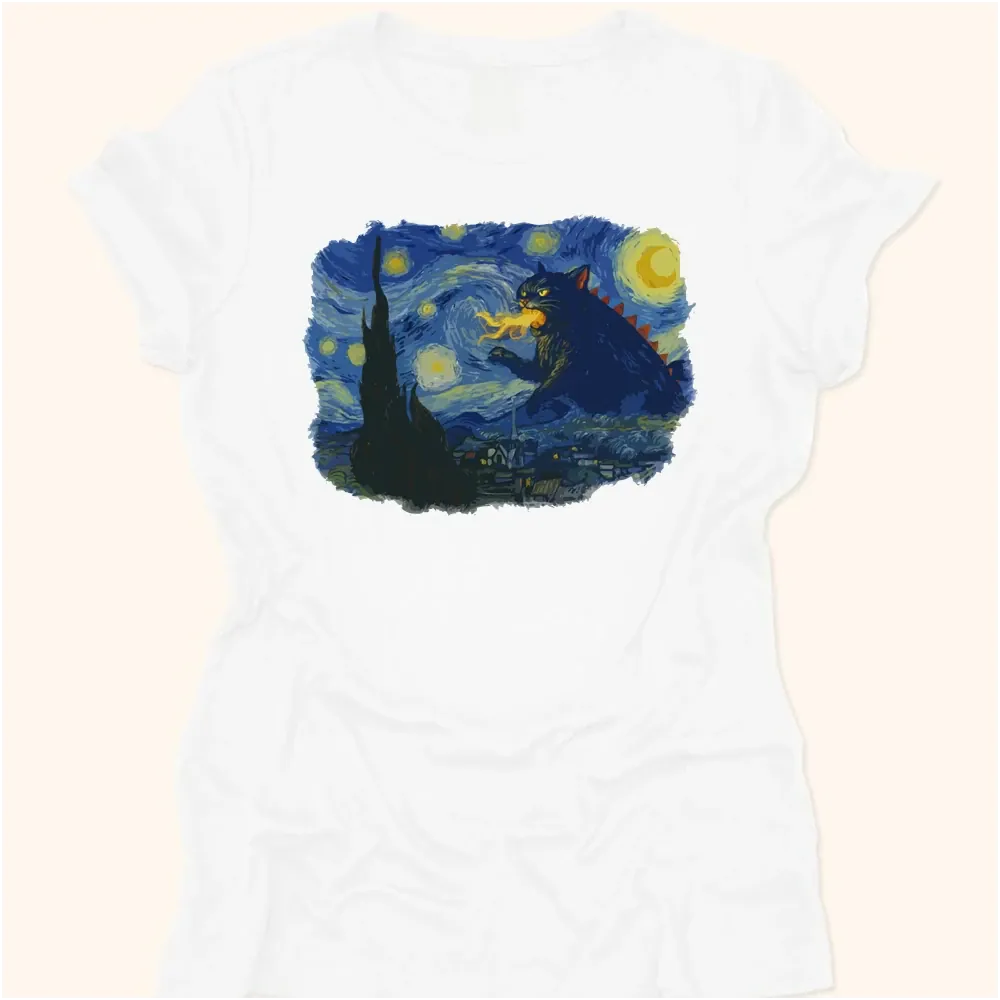 Catzilla Night Womens Tee White / S 14146795394823471477 T-Shirt