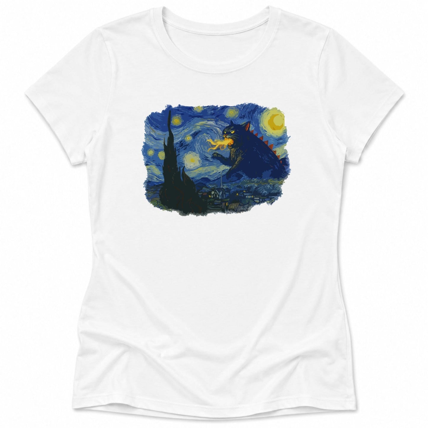 Catzilla Night Womens Tee White / S 14146795394823471477 T-Shirt