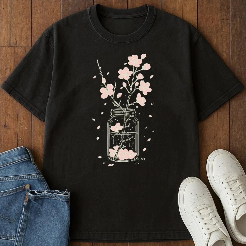 Cherry Blossom Jar T-Shirt Black / S 11887019120252997568 T-Shirt