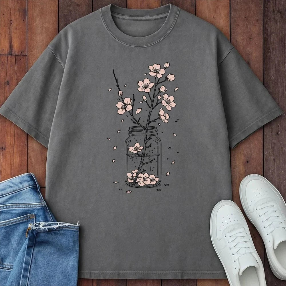 Cherry Blossom Jar T-Shirt Grey / S 31726812769709866776 T-Shirt