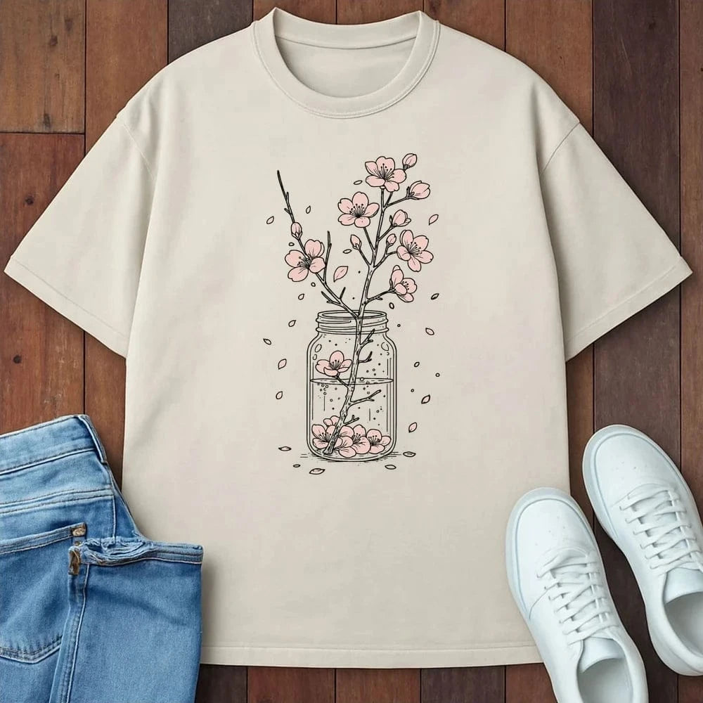 Cherry Blossom Jar T-Shirt Ivory / S 27508858221898392058 T-Shirt