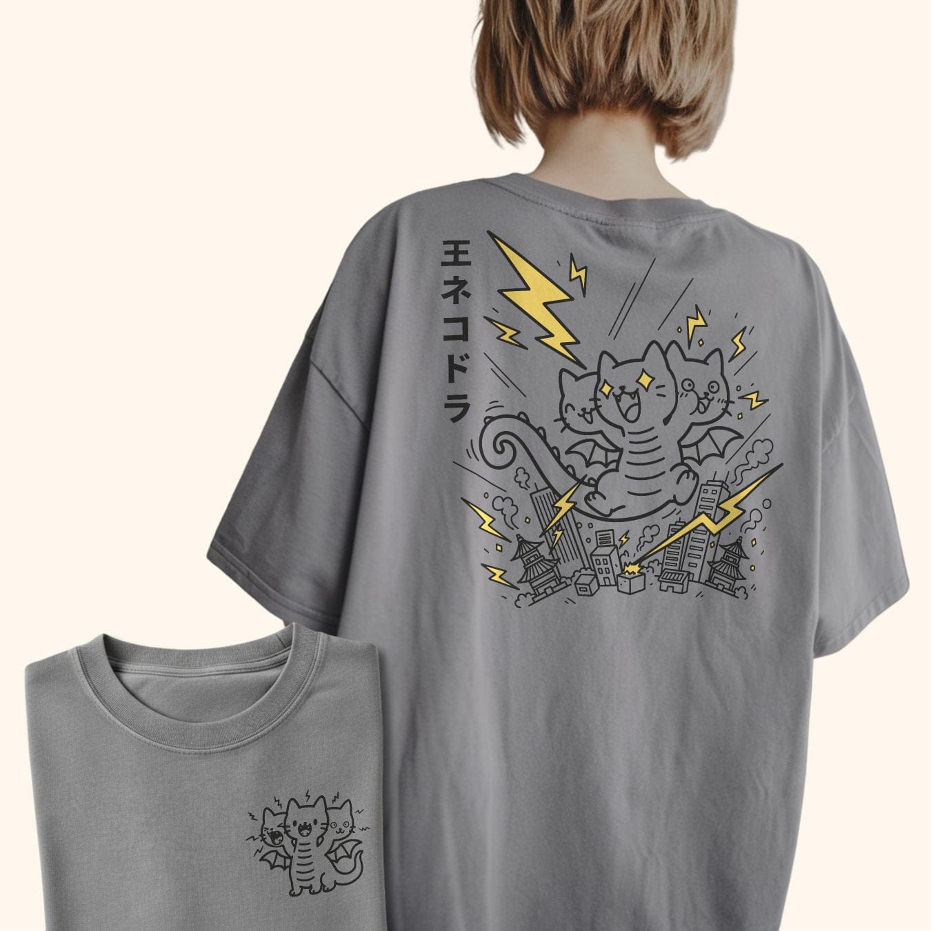 Cute Chaos King Nekodorah Back T-Shirt