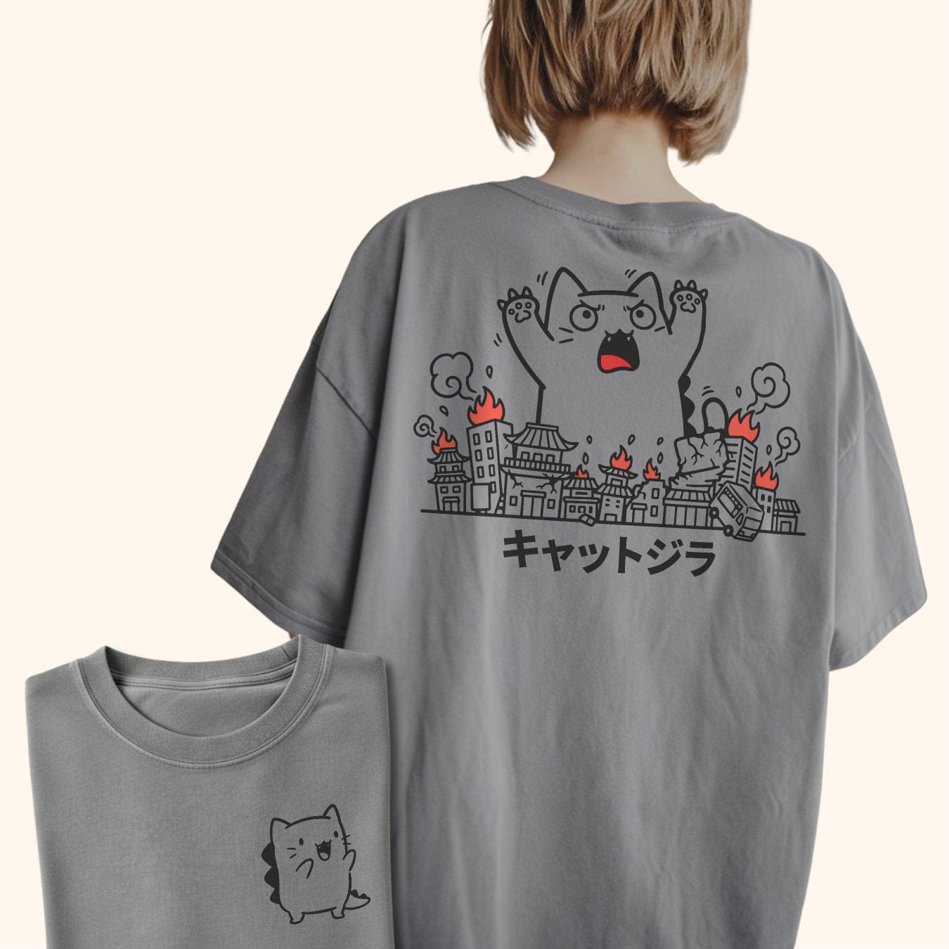 Cute Chaos Kyattojira Back Tee T-Shirt