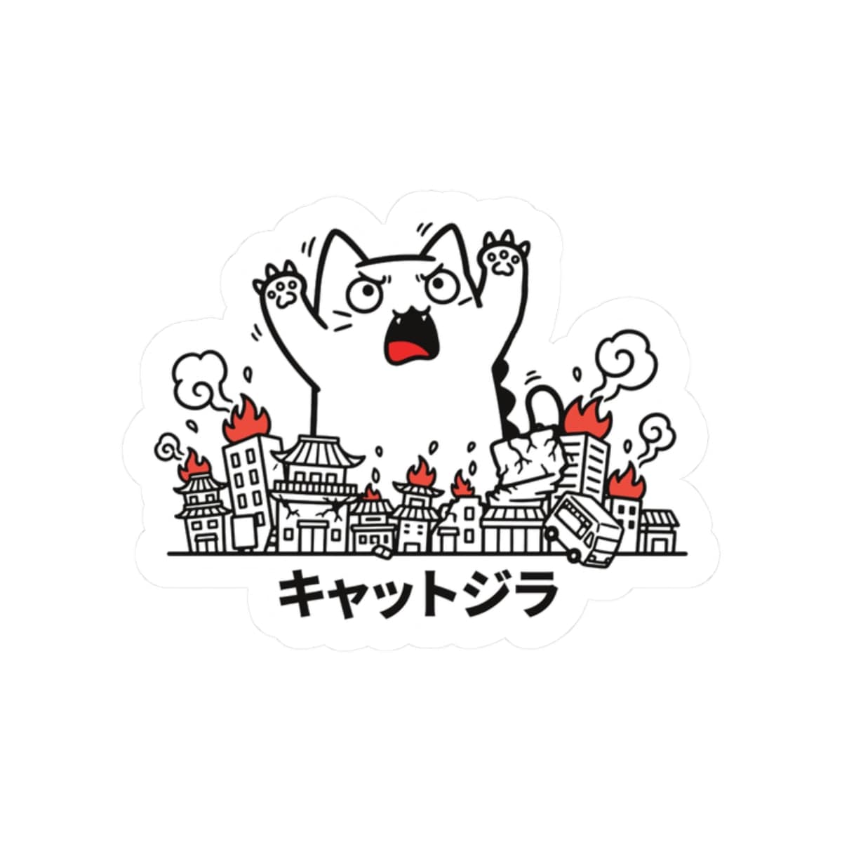 💥 Cute Chaos Kyattojira — Mini Sticker (2"x2") 2" × 2" / White 16606544231142352842 Paper products