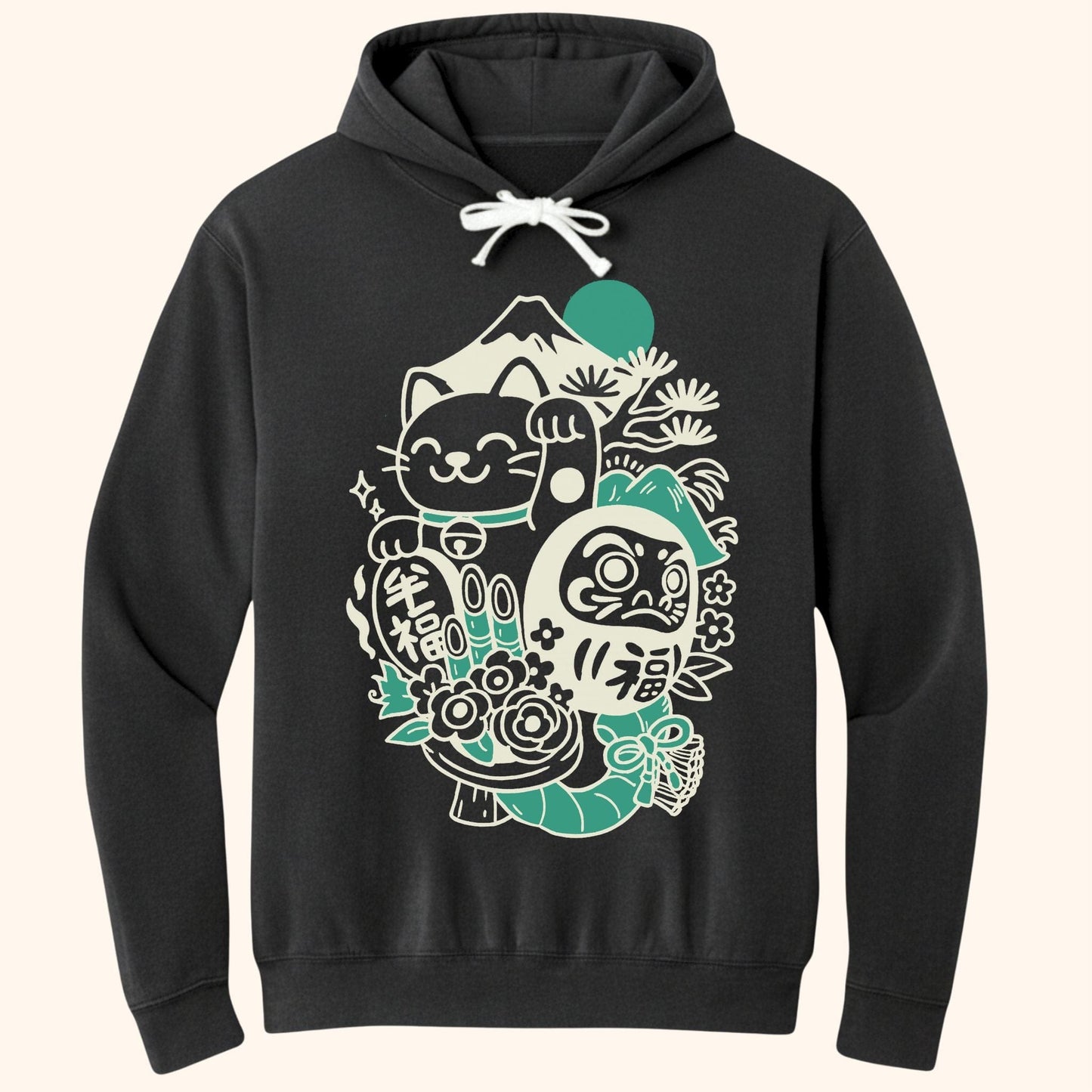 Daruma Neko Hoodie Black / S 31209257296850839023 Hoodie