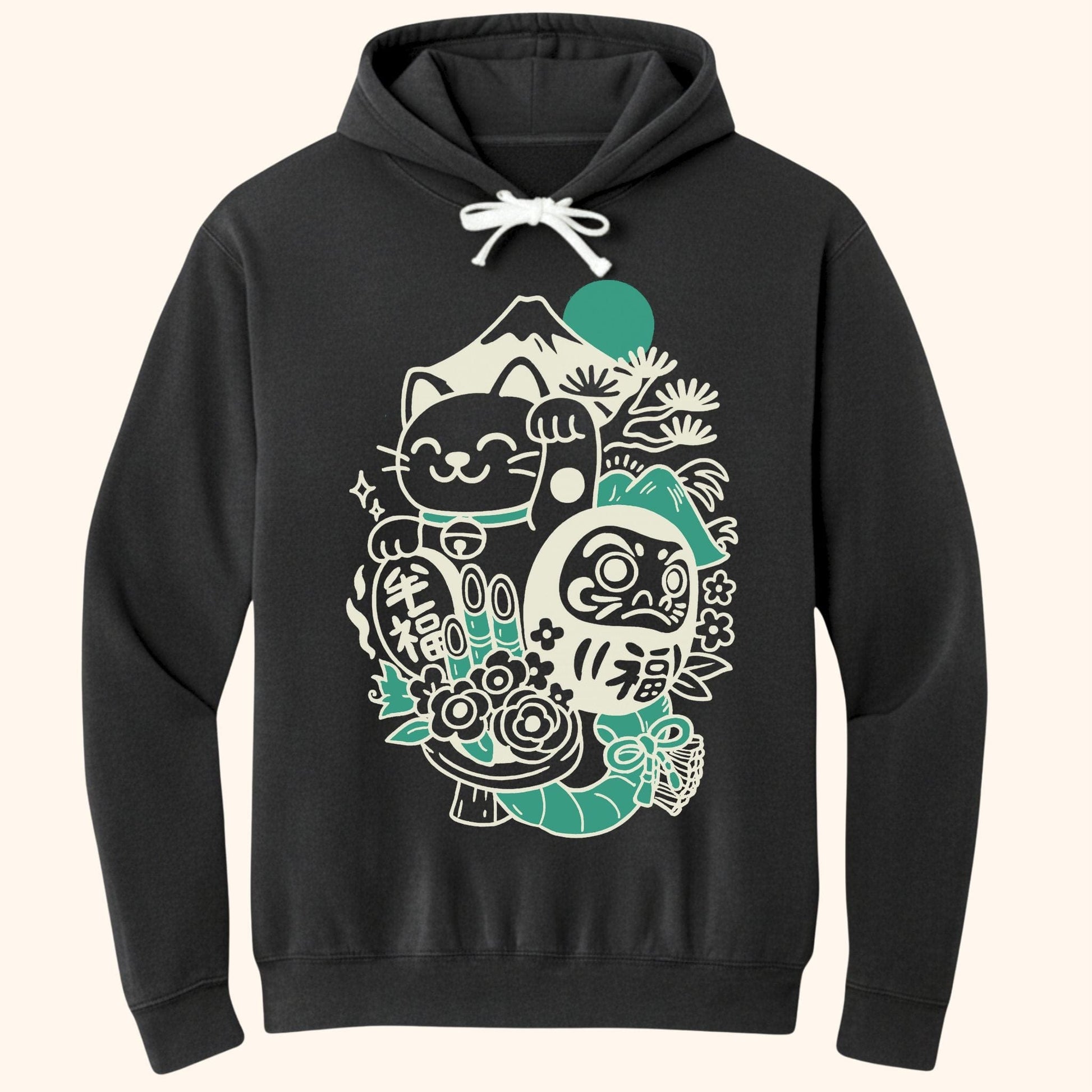 Daruma Neko Hoodie Black / S 31209257296850839023 Hoodie