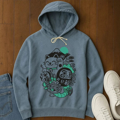 Daruma Neko Hoodie Blue Jean / S 27807839567685158268 Hoodie