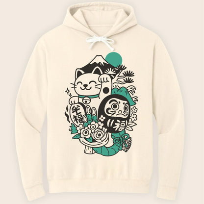 Daruma Neko Hoodie Ivory / S 87338885237402631514 Hoodie