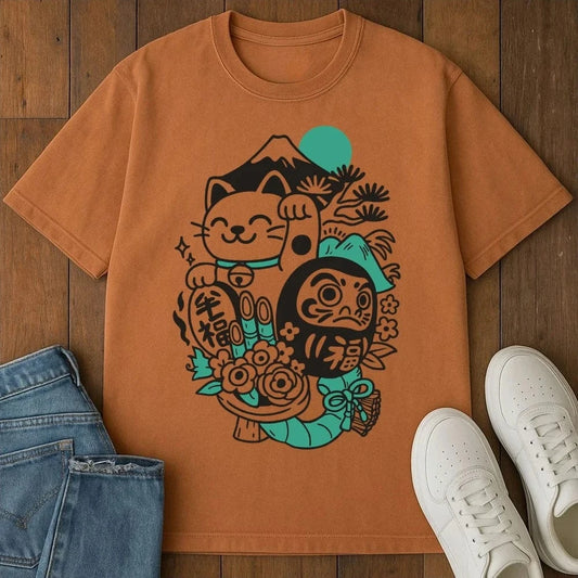 Daruma Neko T-Shirt Yam / S 17283123333670548294 T-Shirt