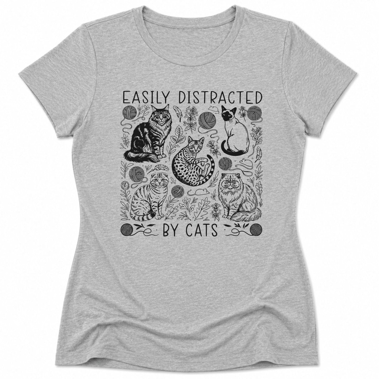Easily Distracted Womens Tee Athletic Heather / S 11043799159354334220 T-Shirt