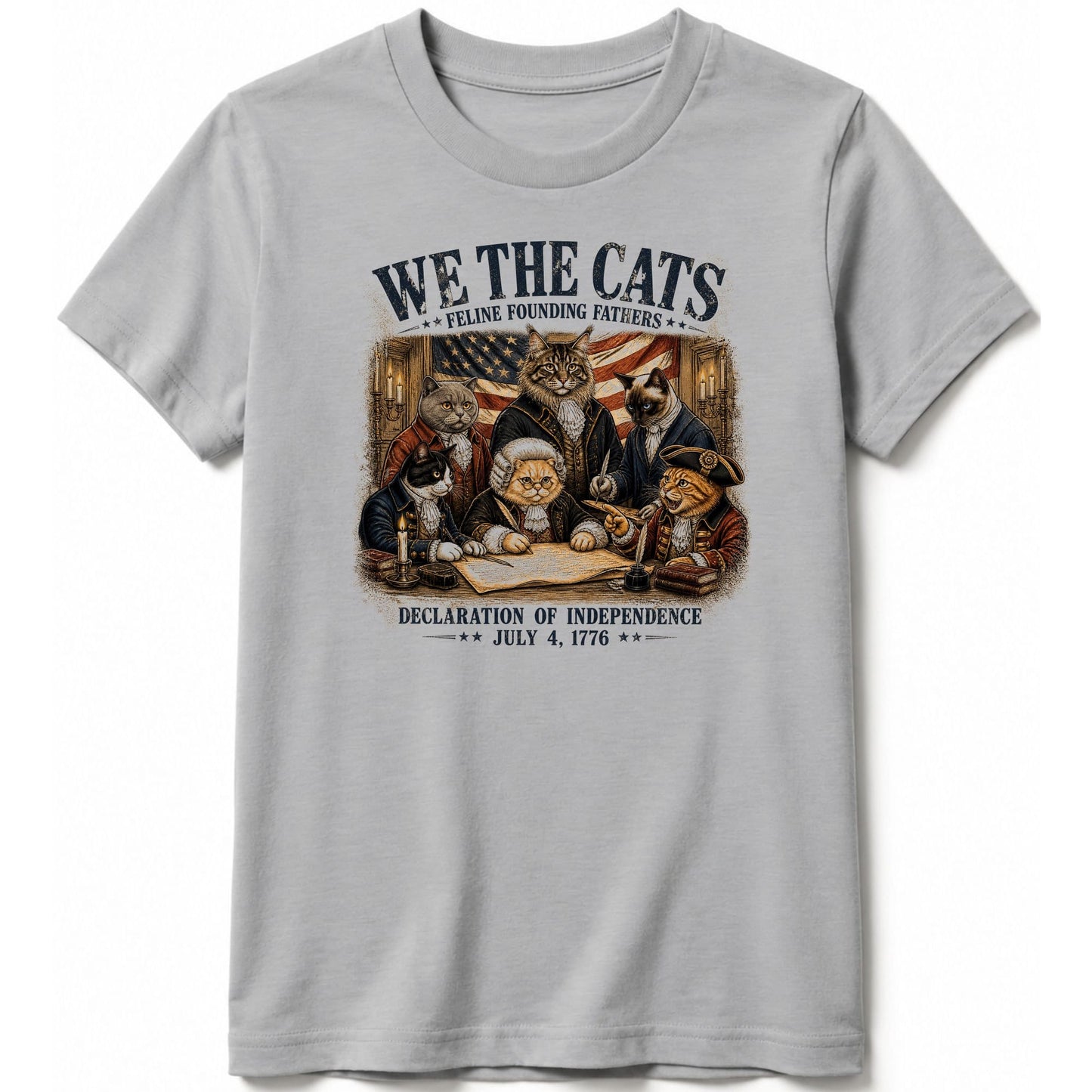 Feline Founding Fathers Kids Tee S / Athletic Heather 24753136400662590188 Kids clothes