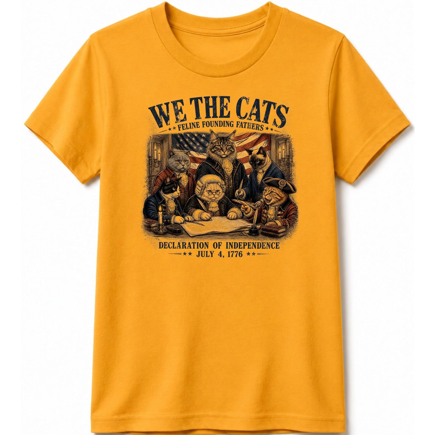Feline Founding Fathers Kids Tee S / Gold 54506596075986905546 Kids clothes
