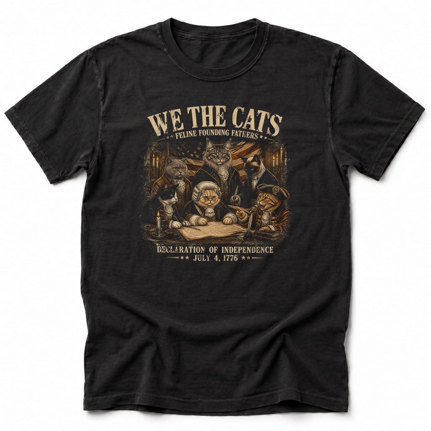 Feline Founding Fathers T-Shirt Black / S 26983620332578149120 T-Shirt