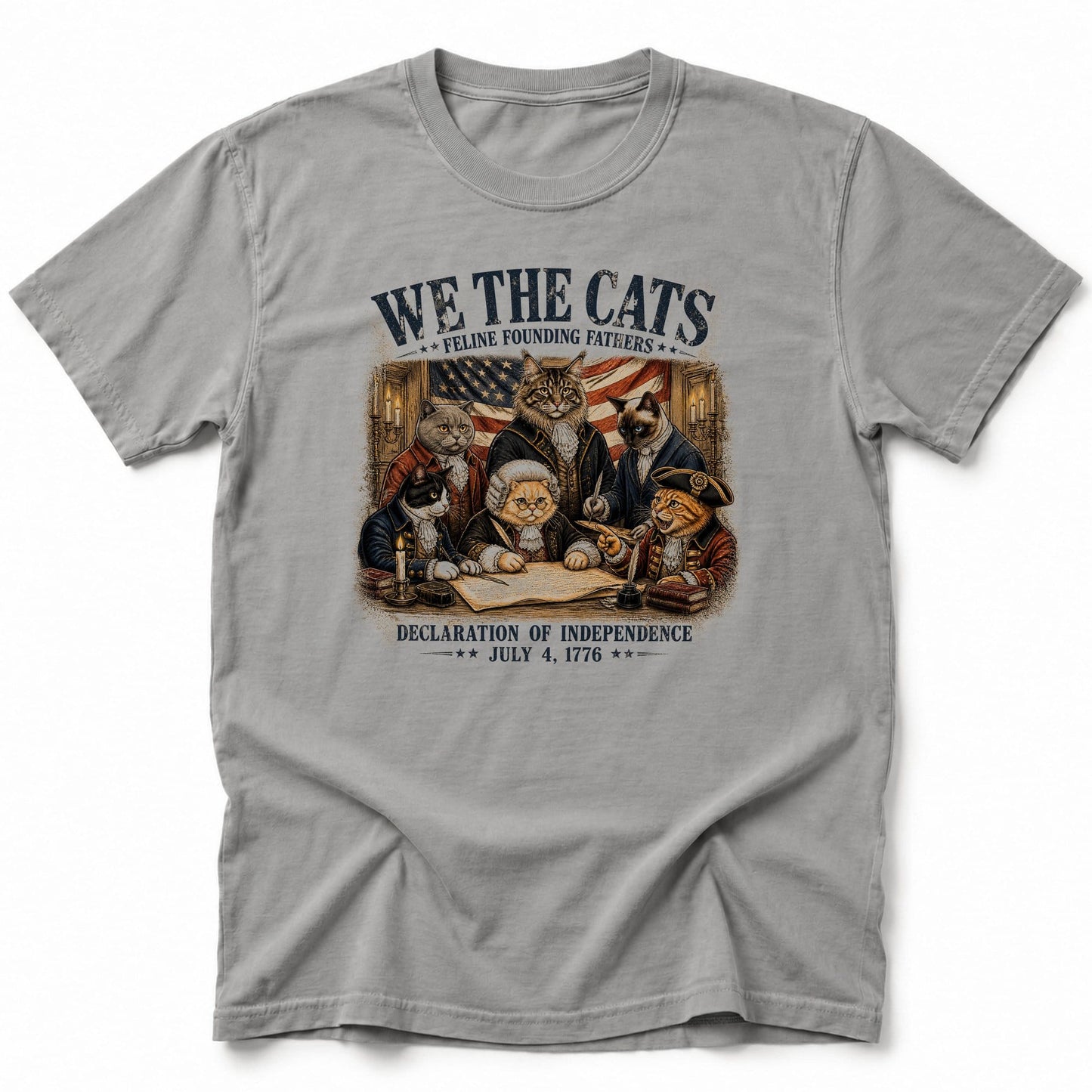 Feline Founding Fathers T-Shirt Grey / S 85270178525838721149 T-Shirt