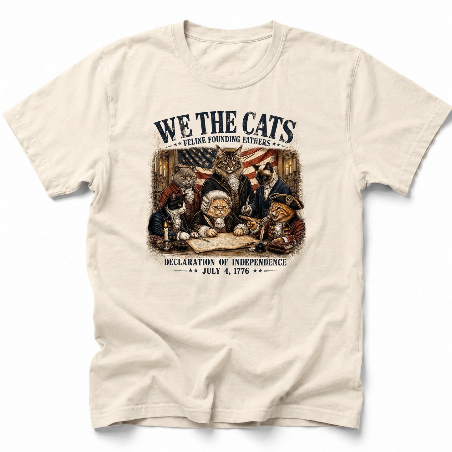 Feline Founding Fathers T-Shirt Ivory / S 33284037374291641039 T-Shirt