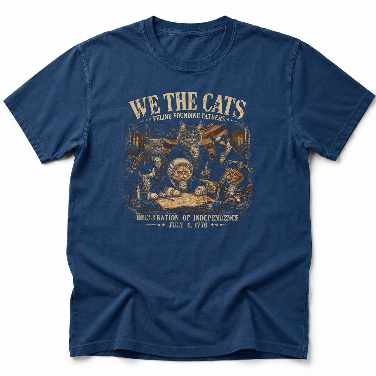 Feline Founding Fathers T-Shirt Navy / S 28360411865962995851 T-Shirt