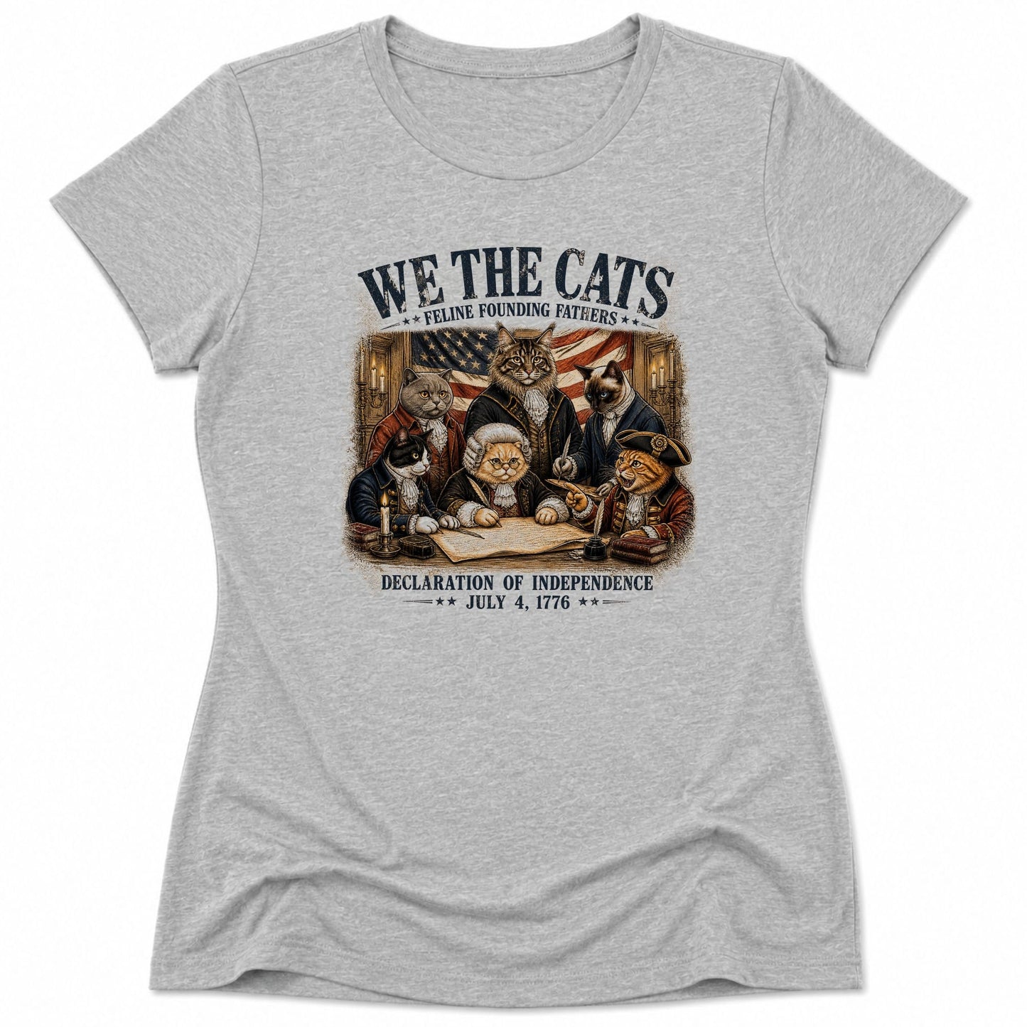 Feline Founding Fathers Womens Tee S / Athletic Heather 12400416121284957590 T-Shirt