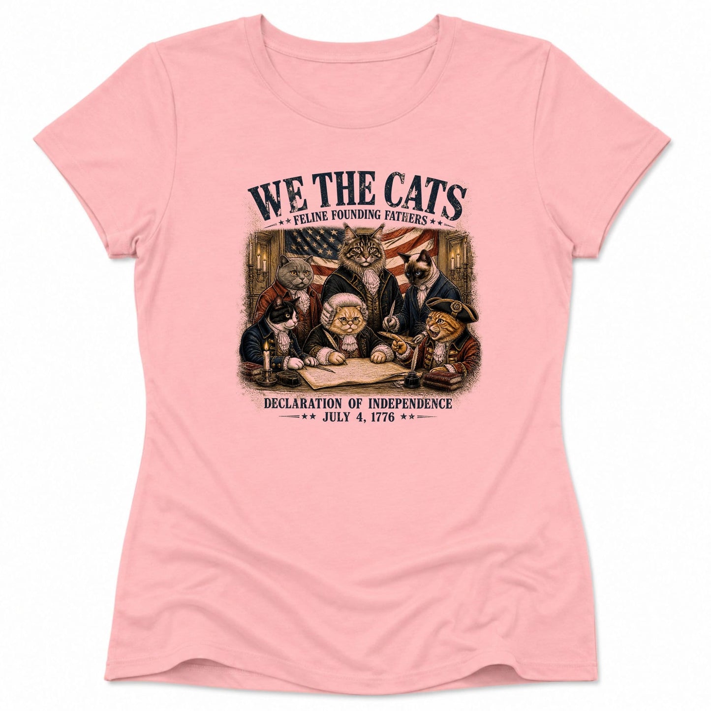 Feline Founding Fathers Womens Tee S / Pink 26082545635072454600 T-Shirt