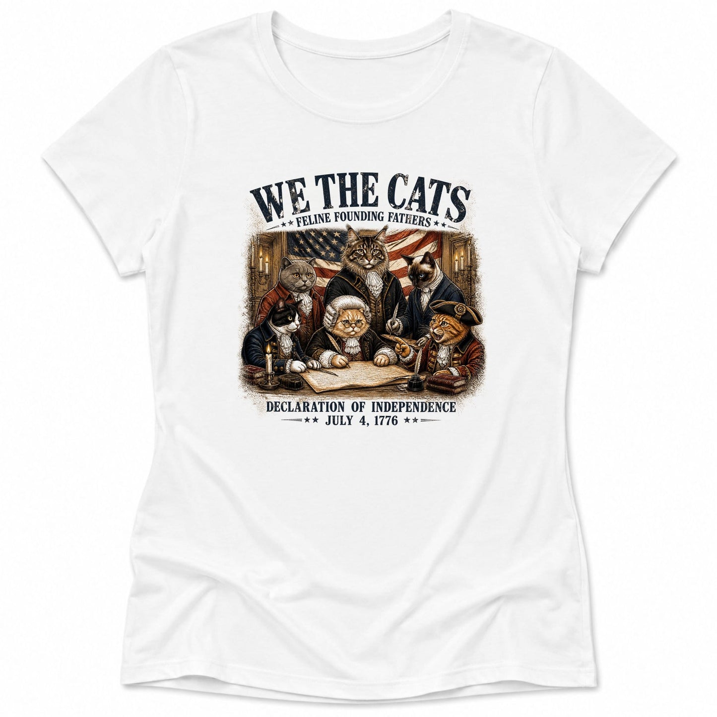 Feline Founding Fathers Womens Tee S / White 24296548294674443777 T-Shirt