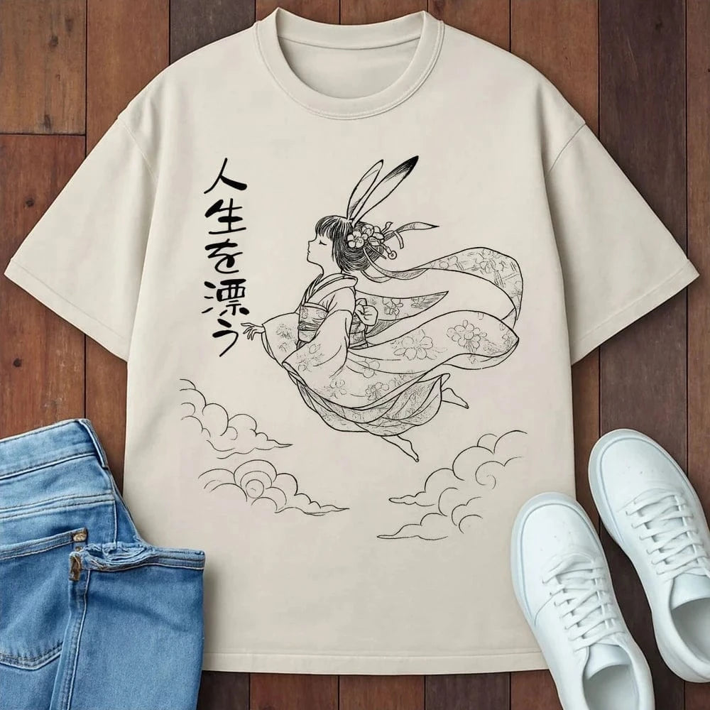 Floating Through Life T-Shirt Ivory / S 12110100235518586832 T-Shirt