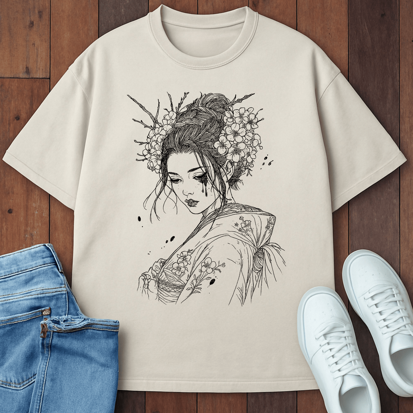 Floral Sorrow T-Shirt Ivory / S 38337359032412449930 T-Shirt