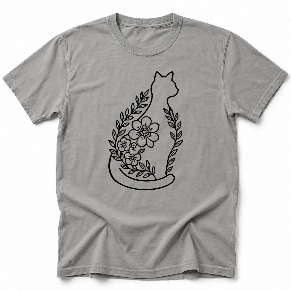 Floral Whiskers T-Shirt Grey / S 16463158170691320942 T-Shirt