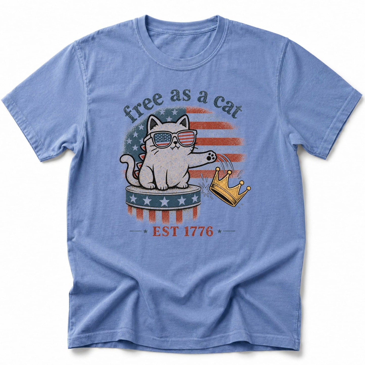 Free As A Cat 1776 T-Shirt Blue Jean / S 15611684359458048062 T-Shirt