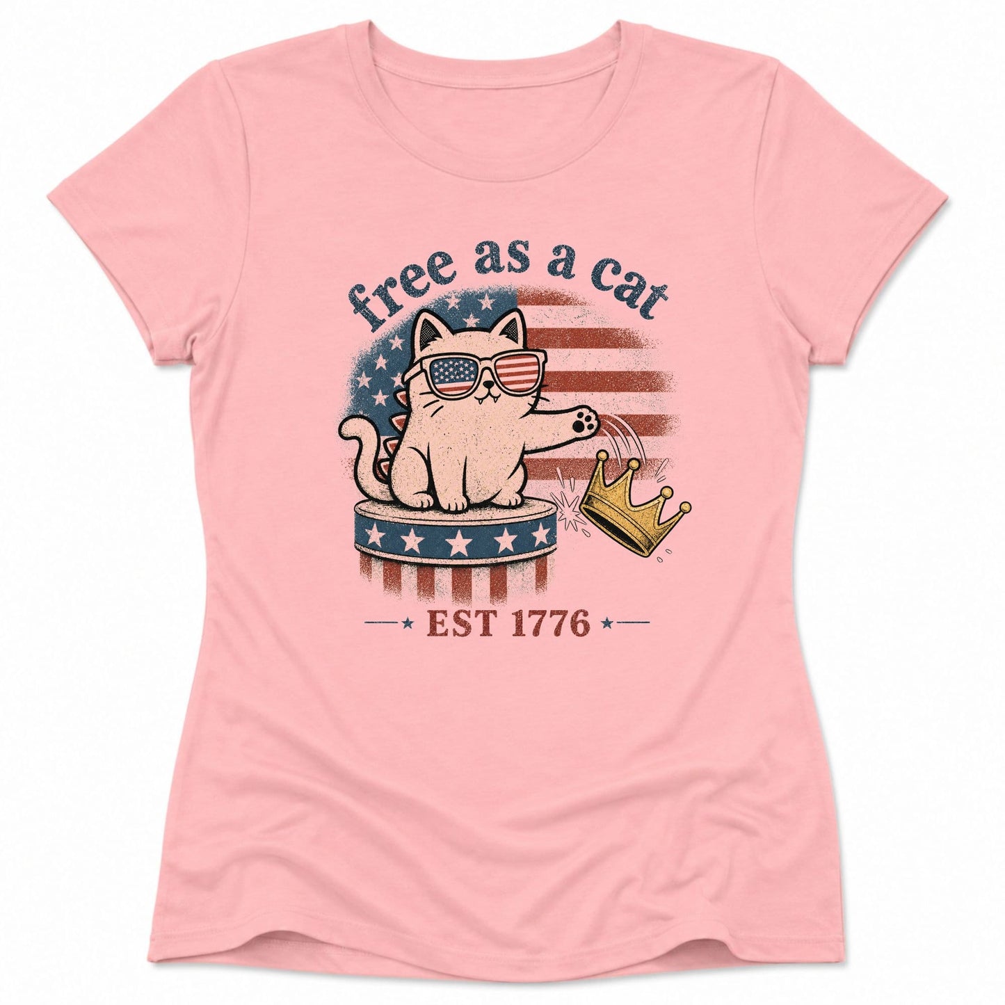 Free As A Cat 1776 Womens Tee S / Pink 33669288025531941521 T-Shirt