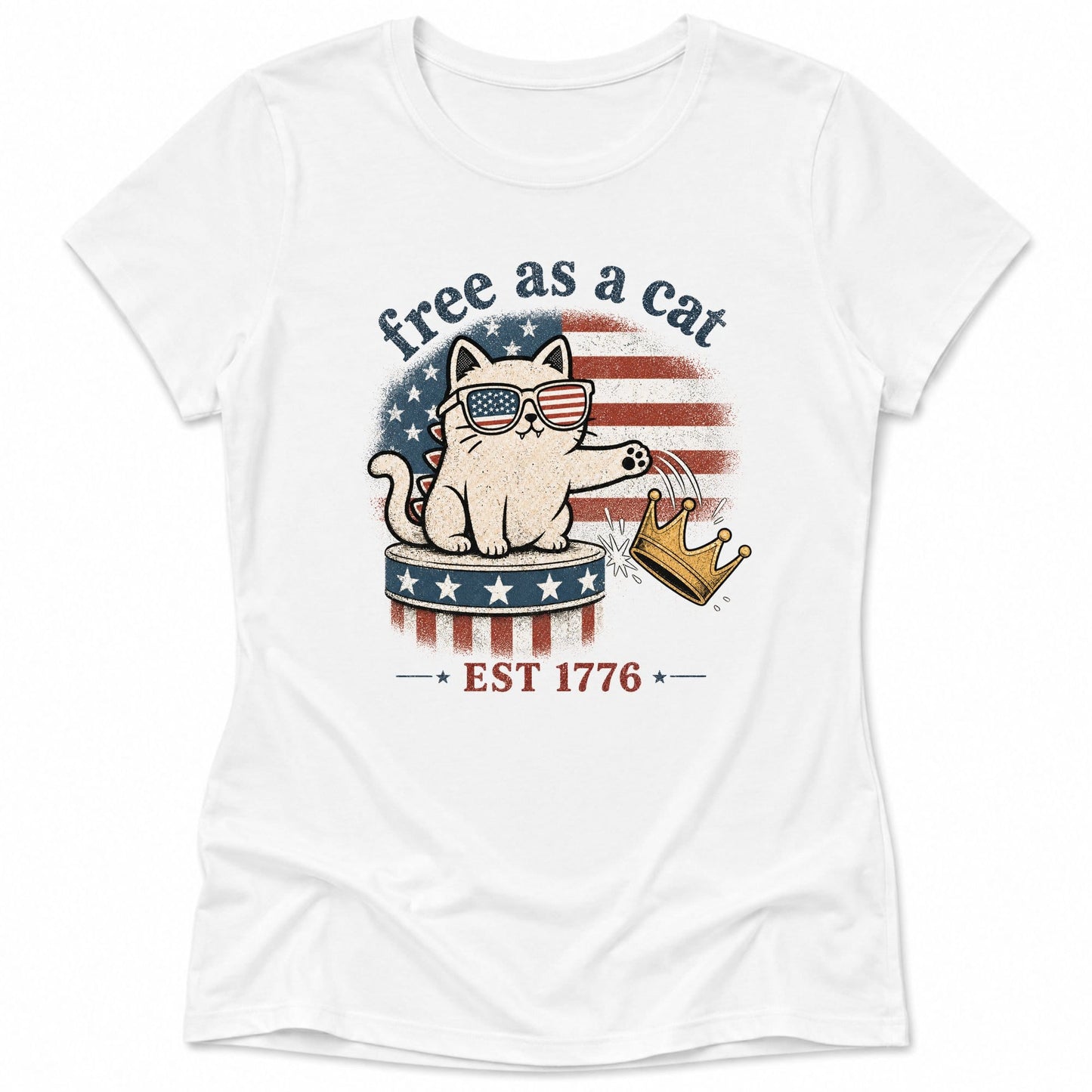 Free As A Cat 1776 Womens Tee S / White 46394052524902636440 T-Shirt