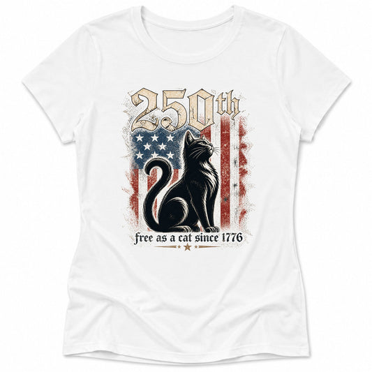 Free As A Cat Womens Tee S / White 21838047116834000614 T-Shirt