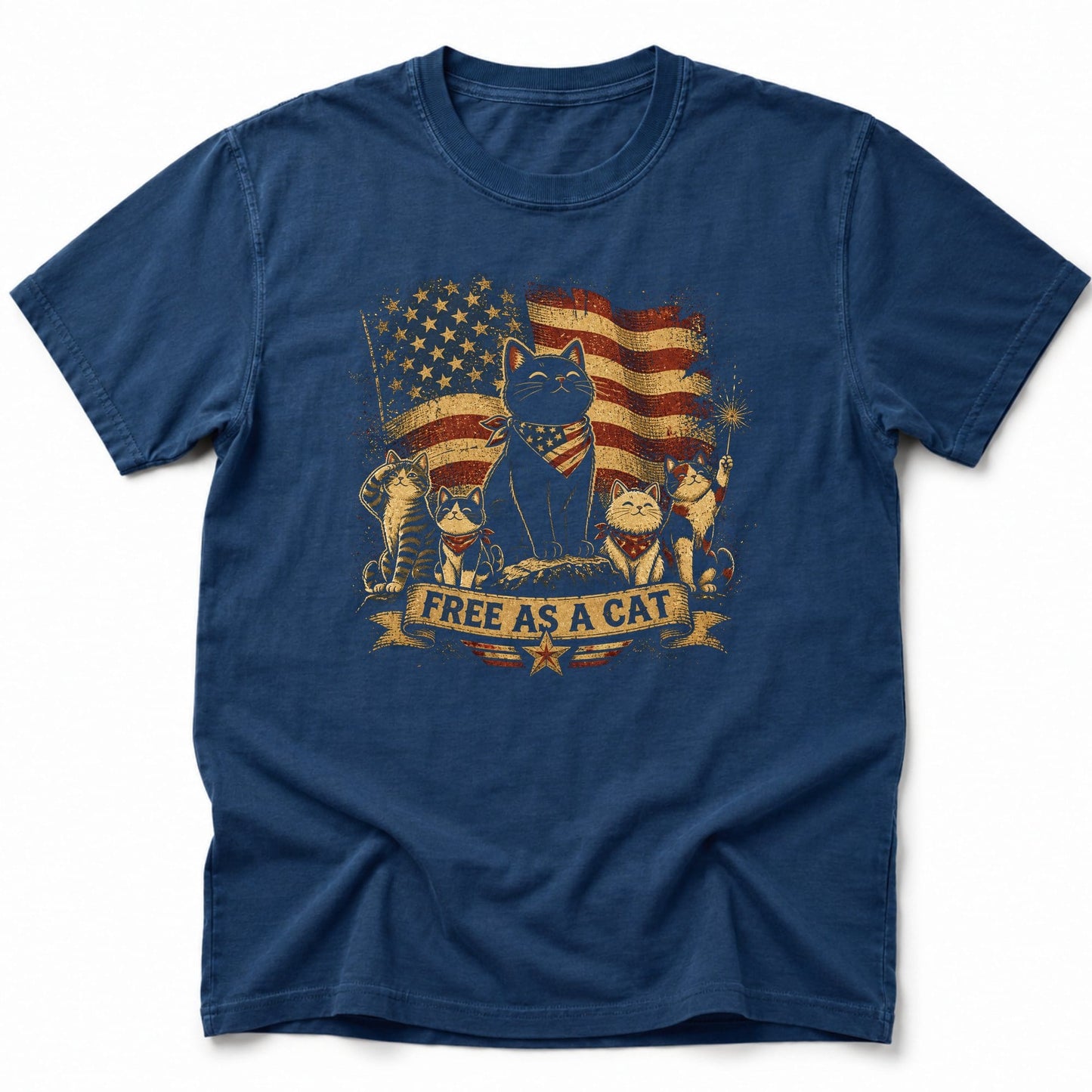 Free As Cats T-Shirt Navy / S 20905653265296942256 T-Shirt