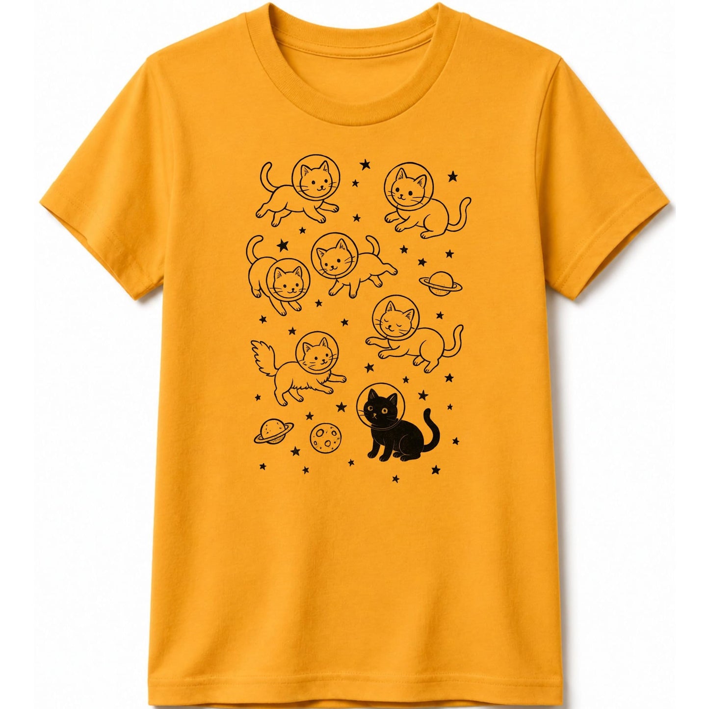 Galaxy Meow Kids Tee Gold / S 98723174898343312359 Kids clothes