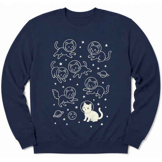 Galaxy Meow Sweatshirt Navy / S 33023670658365021907 Sweatshirt