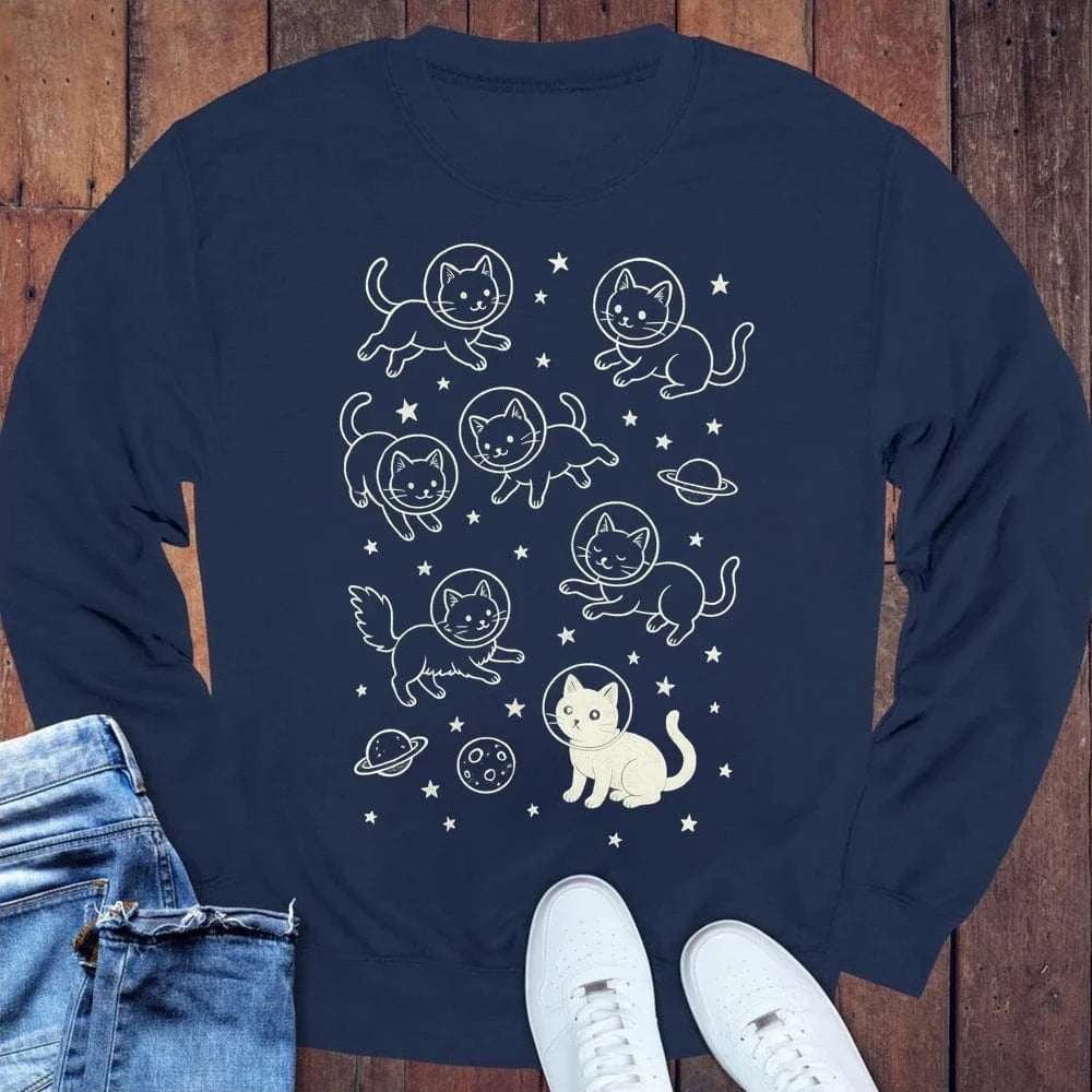 Galaxy Meow Sweatshirt S / Navy 33023670658365021907 Sweatshirt