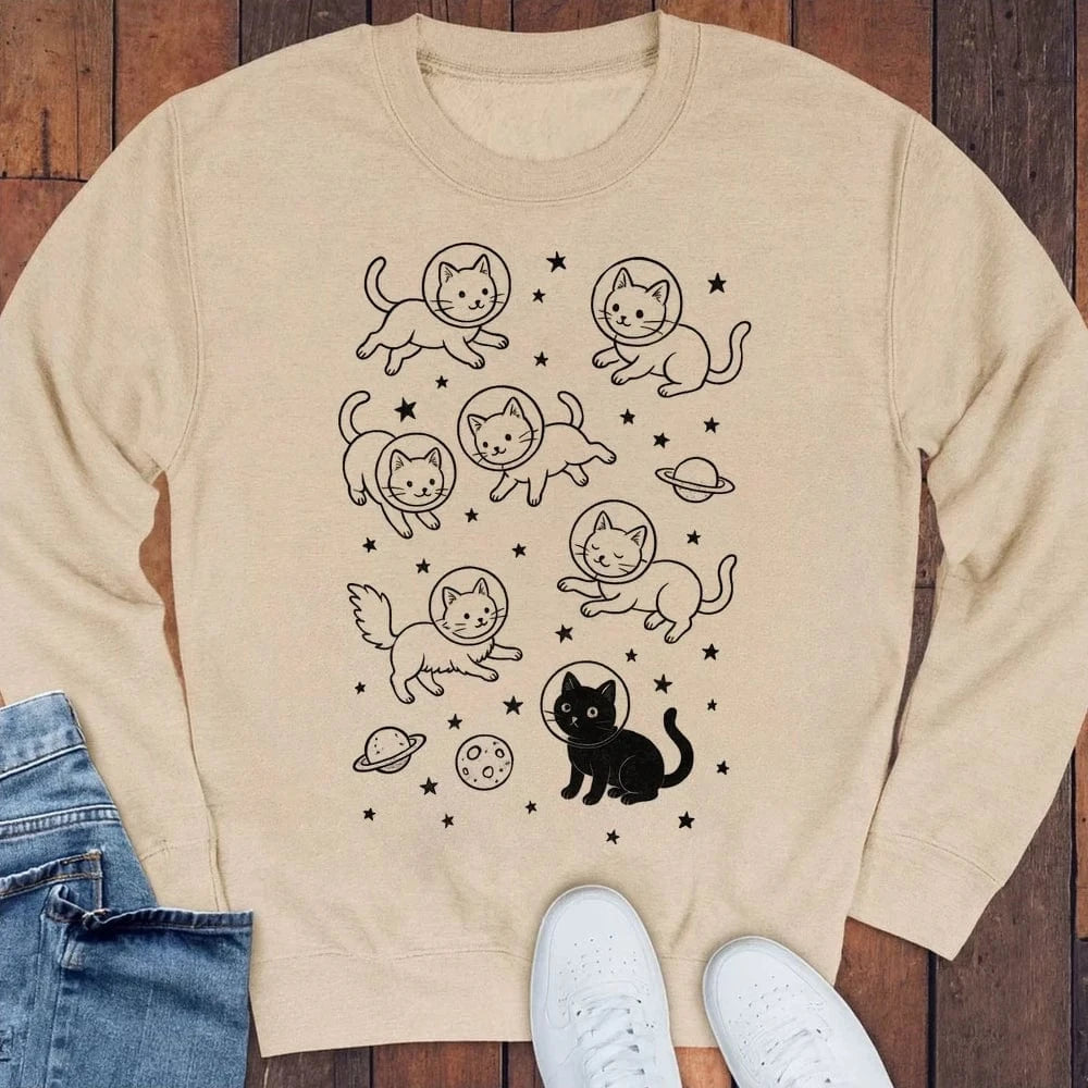 Galaxy Meow Sweatshirt S / Sand 11728674567512528760 Sweatshirt