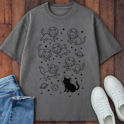 Galaxy Meow T-Shirt Grey / S 22465579826124103739 T-Shirt
