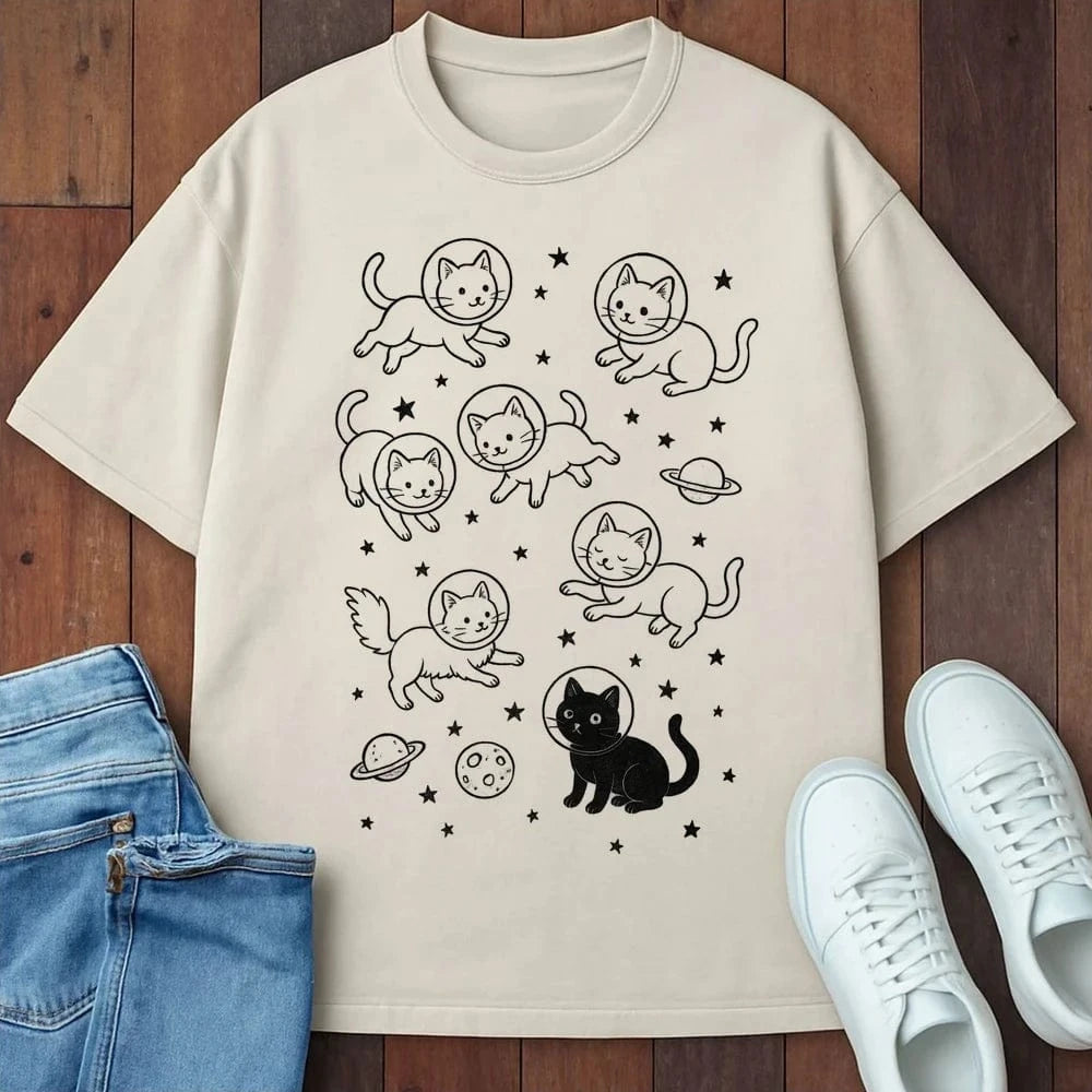 Galaxy Meow T-Shirt Ivory / S 19688416150008471919 T-Shirt
