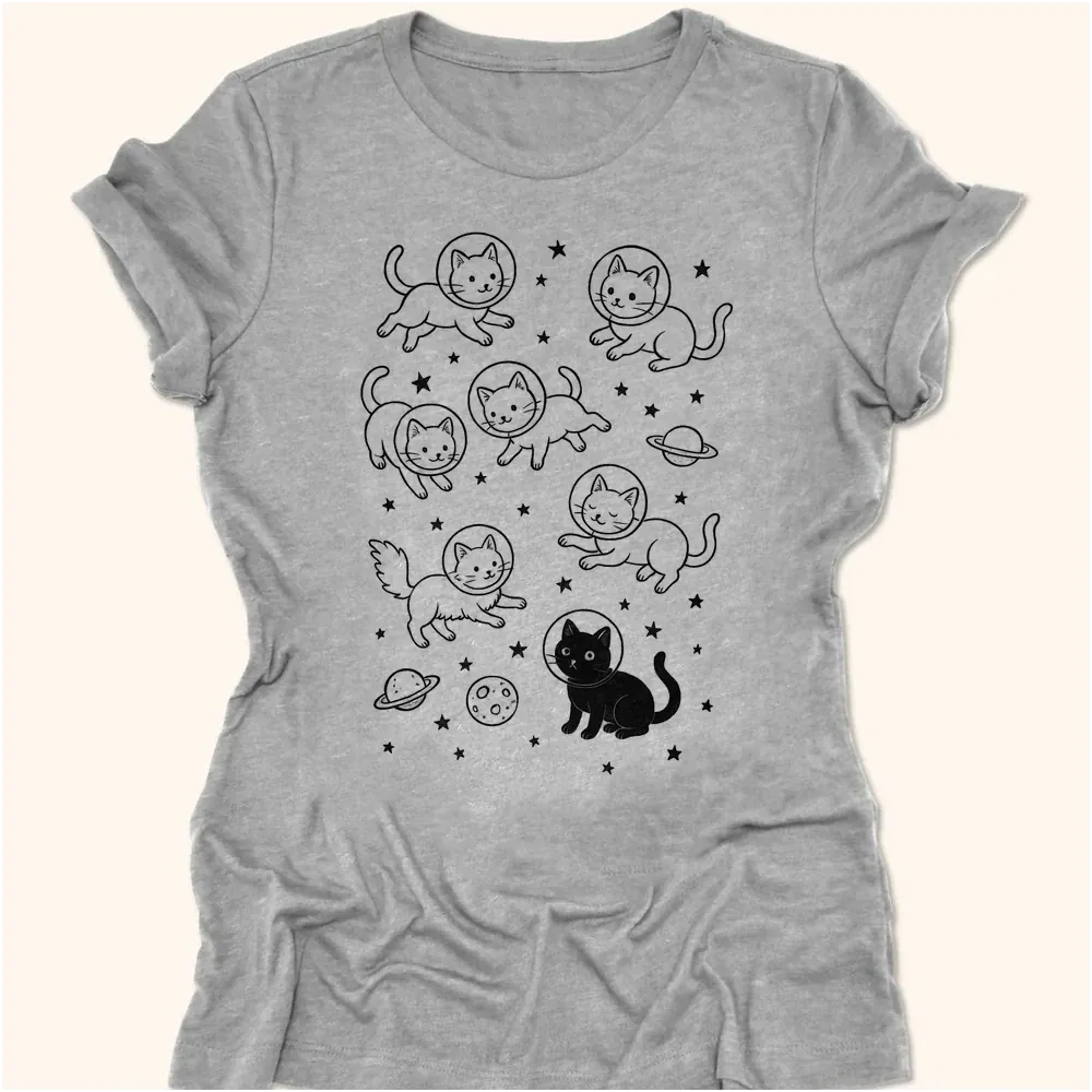 Galaxy Meow Womens Tee Athletic Heather / S 37438992676324359978 T-Shirt