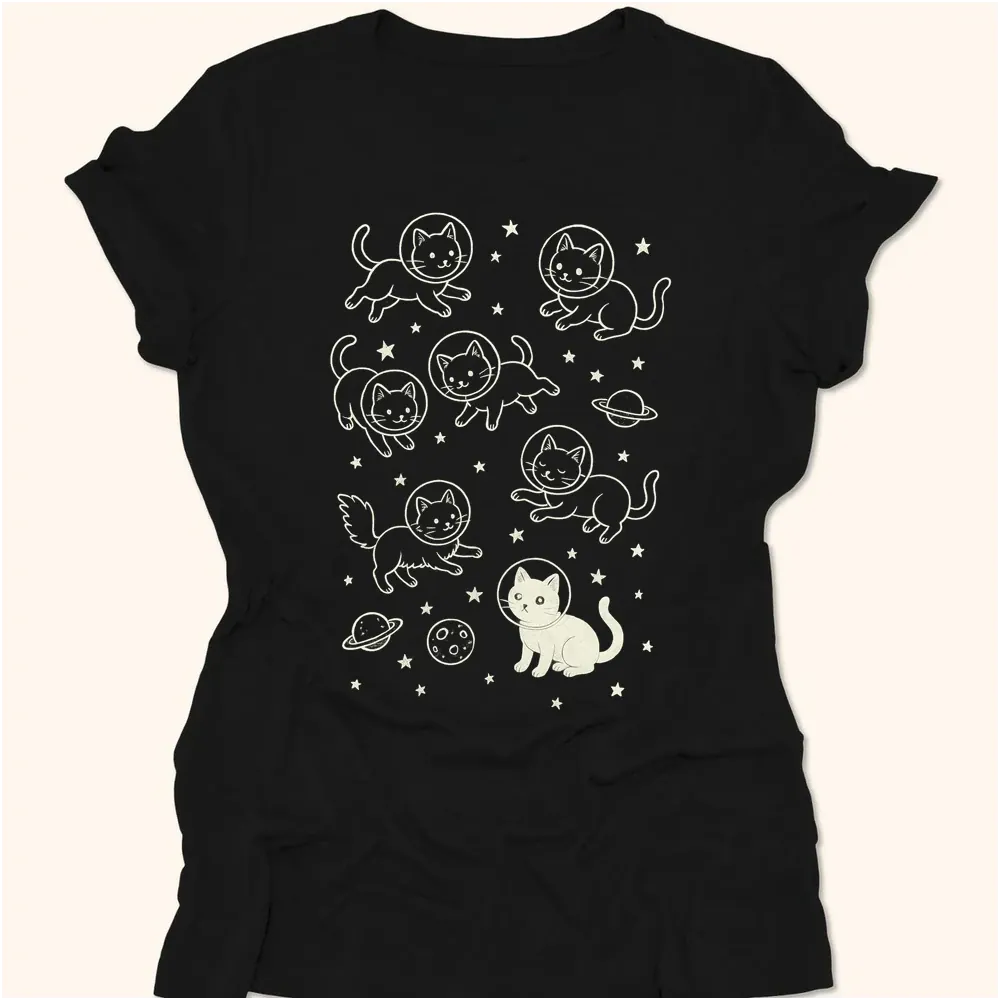 Galaxy Meow Womens Tee Black / S 28681230753509139014 T-Shirt
