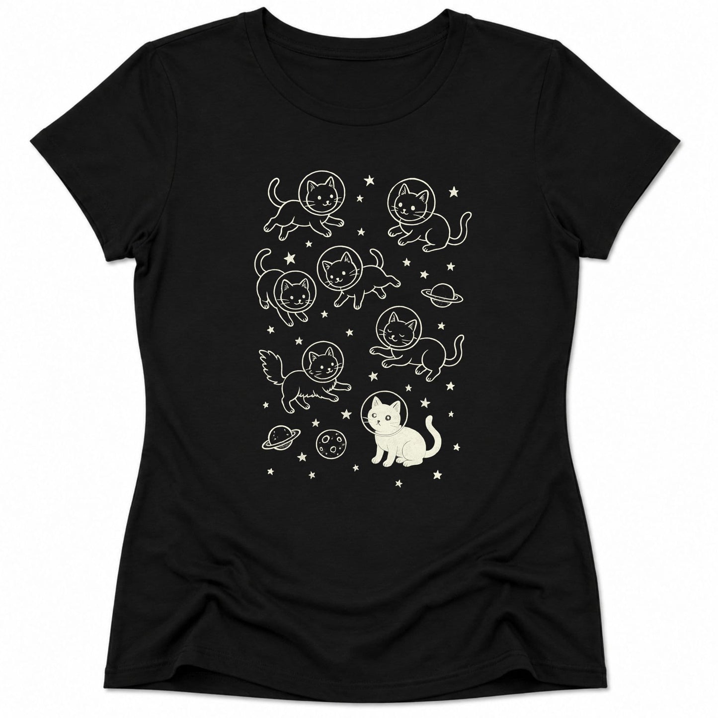Galaxy Meow Womens Tee Black / S 28681230753509139014 T-Shirt