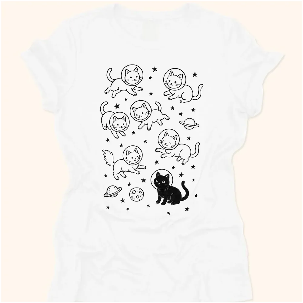 Galaxy Meow Womens Tee White / S 17022240385617325366 T-Shirt