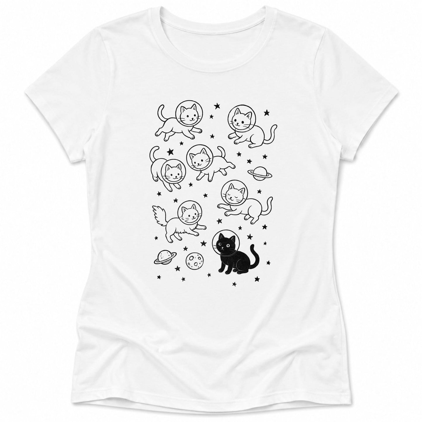 Galaxy Meow Womens Tee White / S 17022240385617325366 T-Shirt