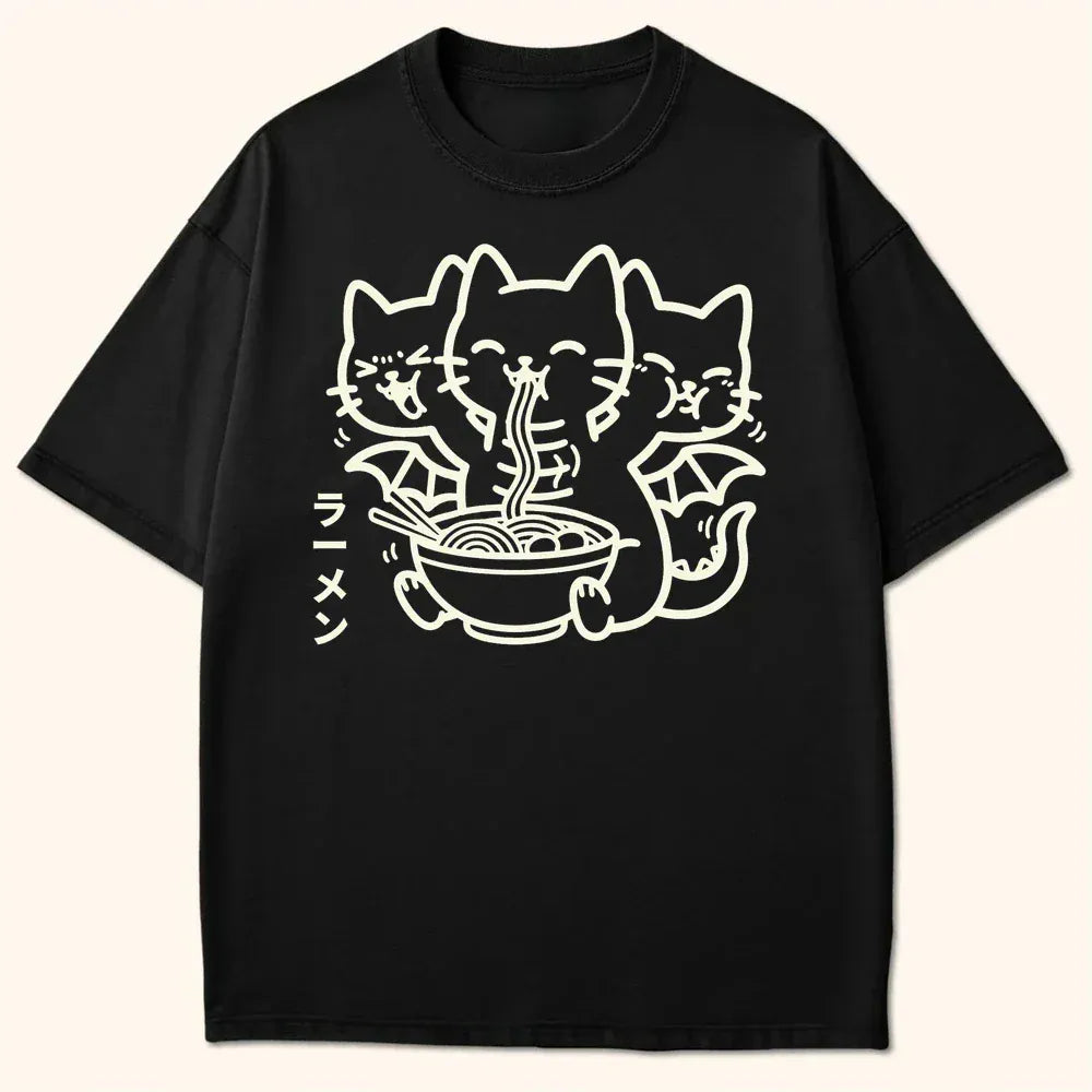Happy King Nekodorah Ramen T-Shirt Black / S 25953720293550748551 T-Shirt