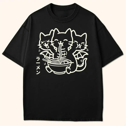 Happy King Nekodorah Ramen T-Shirt Black / S 25953720293550748551 T-Shirt