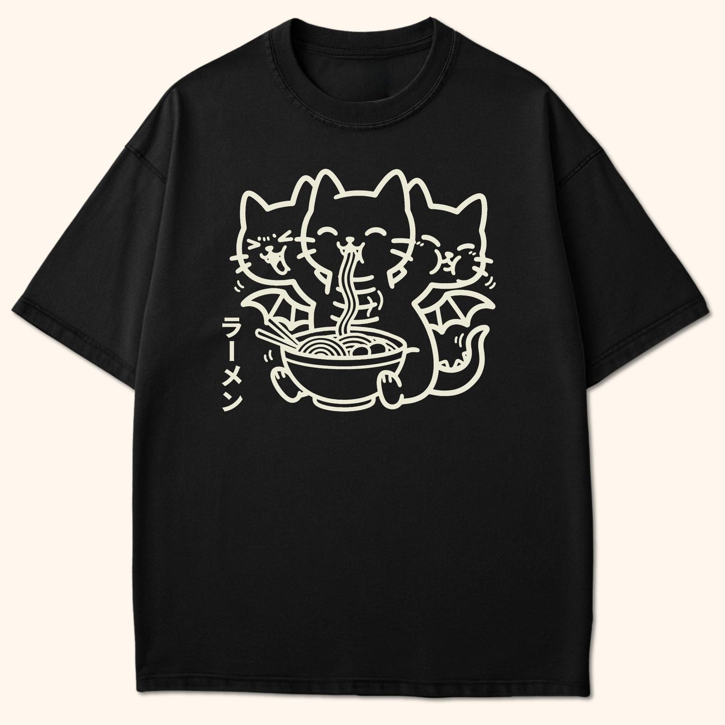 Happy King Nekodorah Ramen T-Shirt Black / S 25953720293550748551 T-Shirt