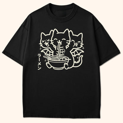 Happy King Nekodorah Ramen T-Shirt Black / S 25953720293550748551 T-Shirt