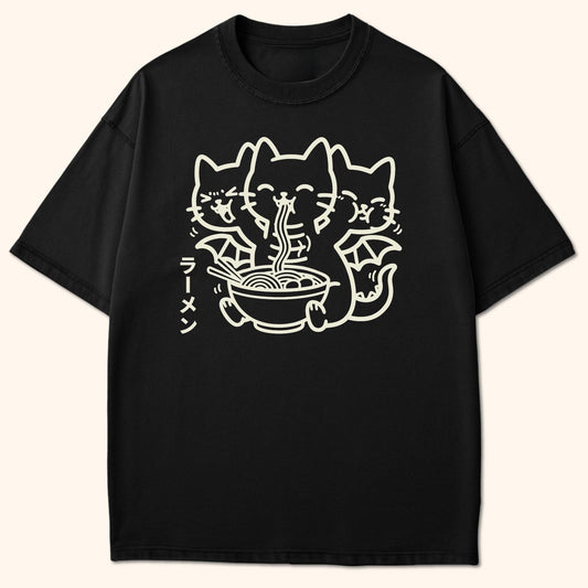 Happy King Nekodorah Ramen T-Shirt Black / S 25953720293550748551 T-Shirt